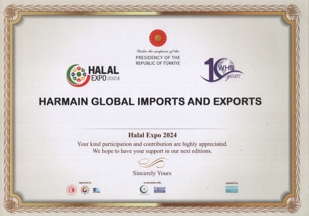 Halal Expo 2024 certificate - Harmain Global