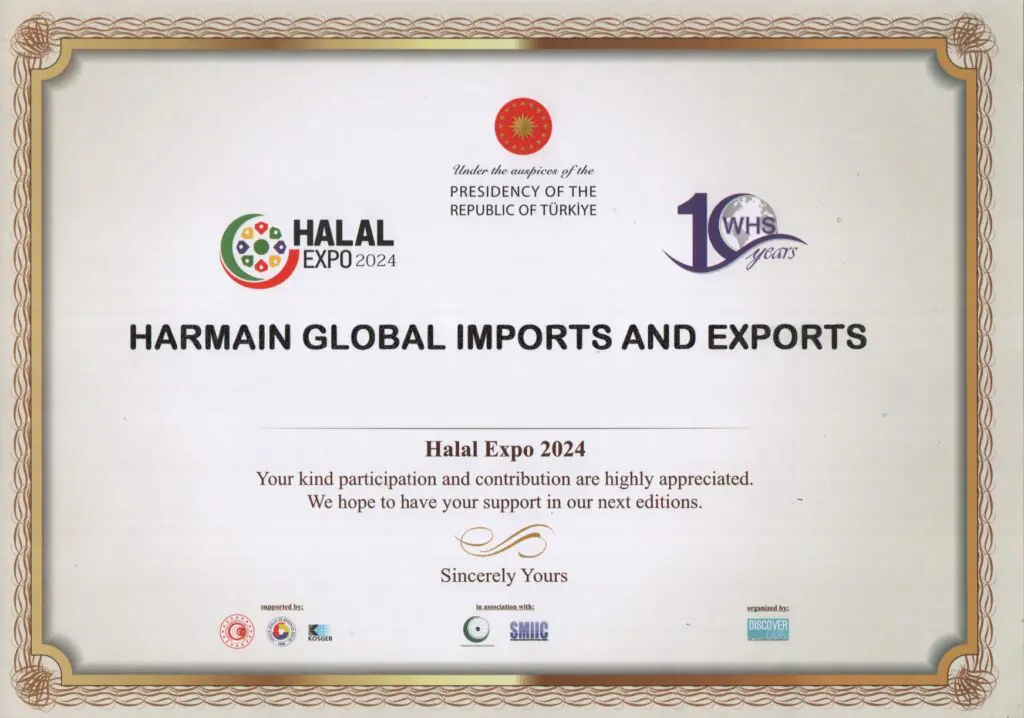 Halal Expo 2024 certificate - Harmain Global