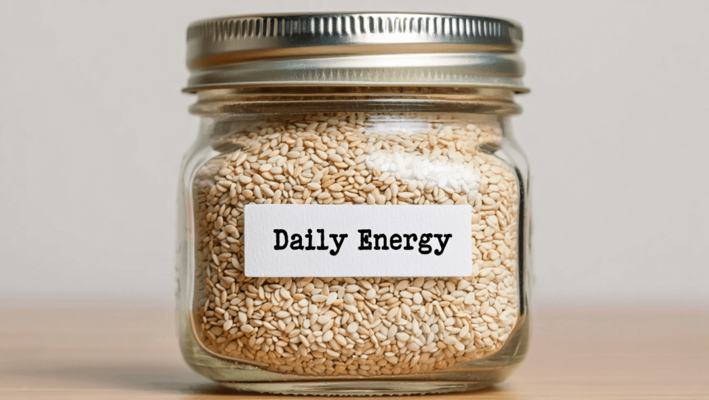 Sesame Seeds In A Jar