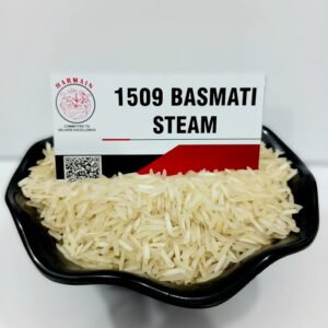 1509 Basmati Steam Rice - Premium medium-long grain Pakistani basmati rice in bowl