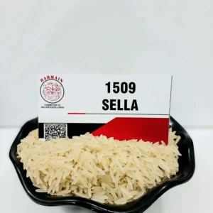 1509 Sella Rice - Premium golden parboiled basmati rice from Pakistan in bowl