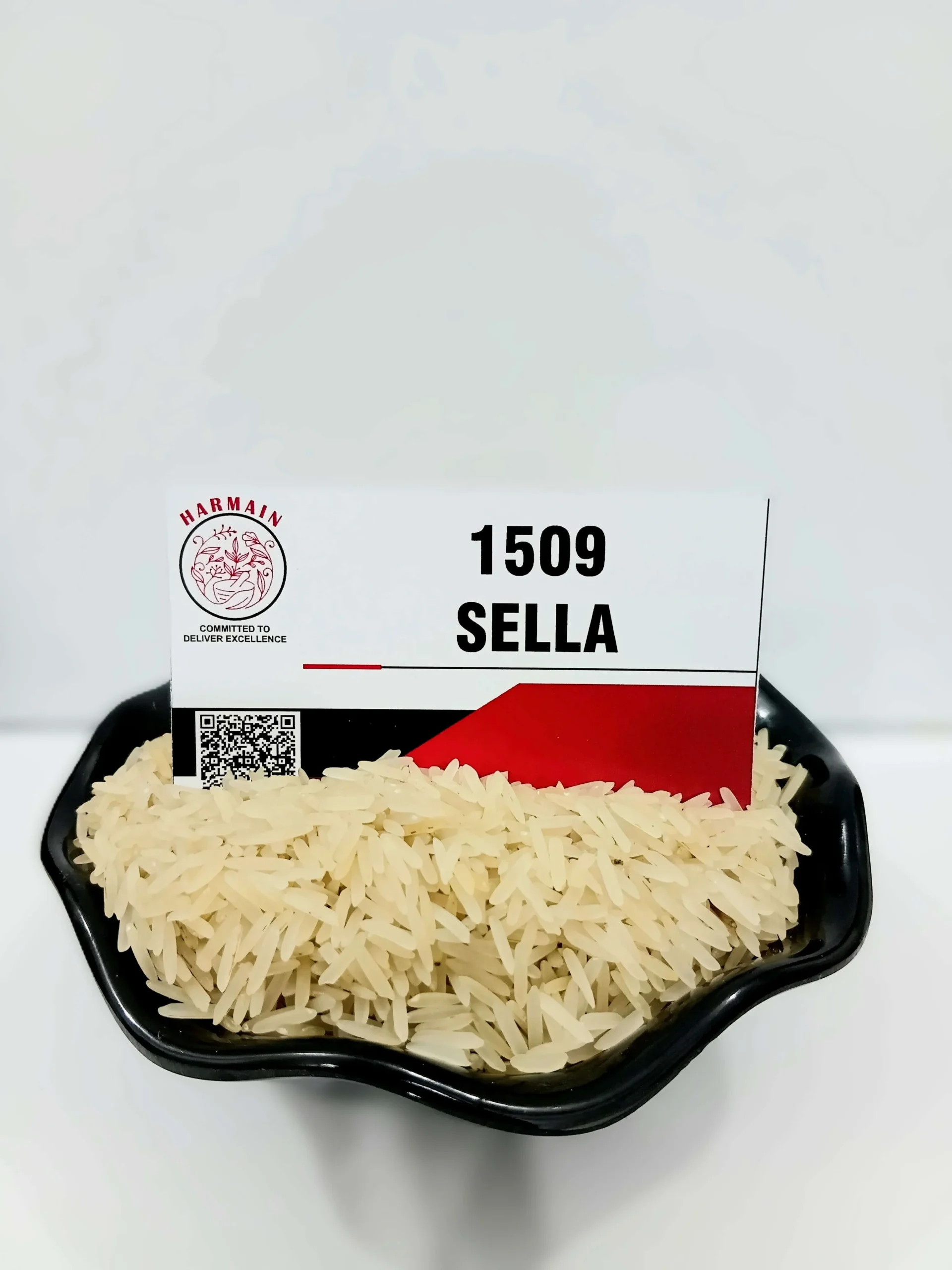 1509 Sella Rice - Premium golden parboiled basmati rice from Pakistan in bowl