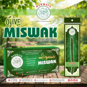 Olive miswak set with big box, small box, and holder, exported by Harmain Global