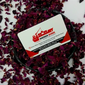 Premium dried red rose petals in a bowl, studio aesthetic shot for flower export