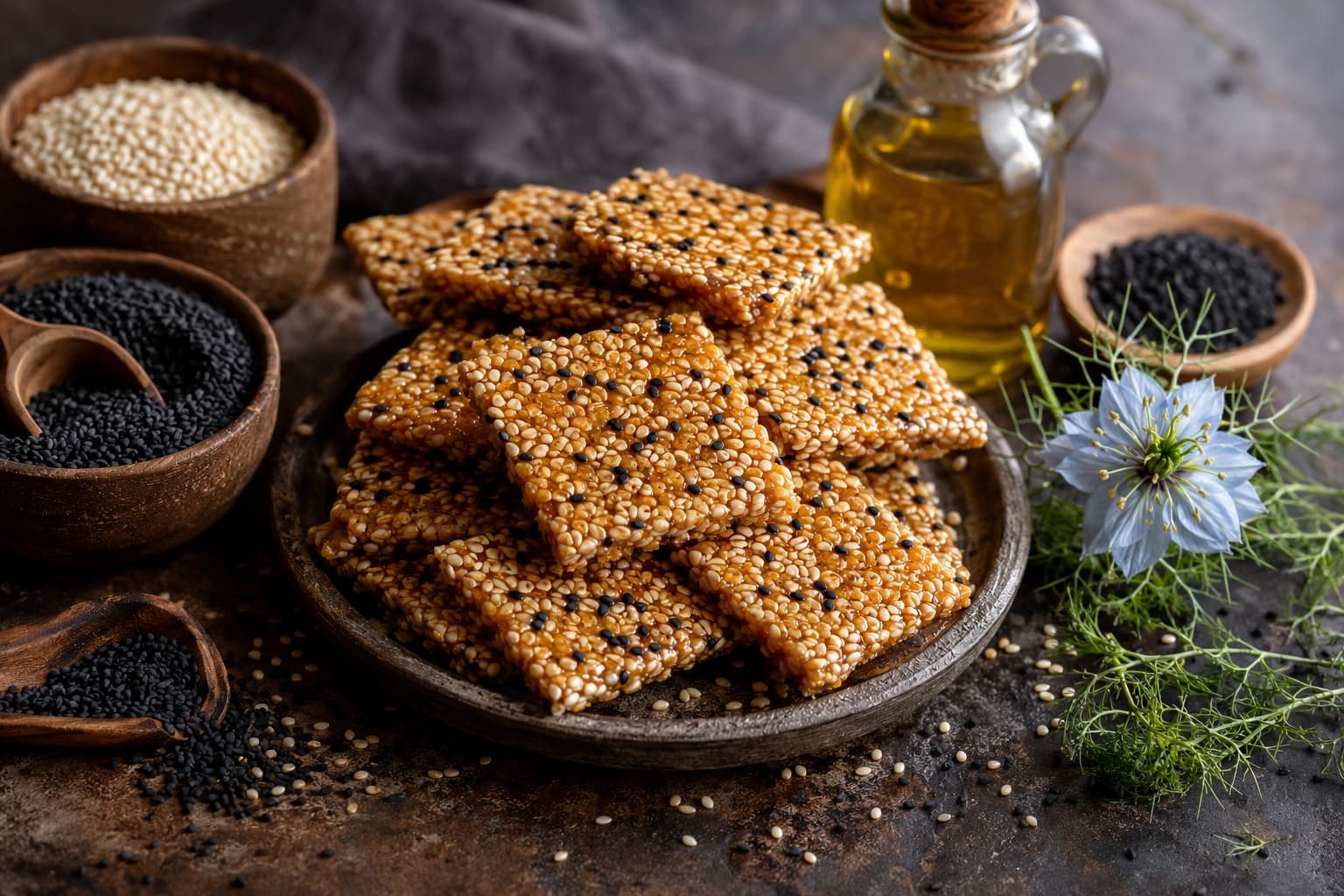 sesame brittle with black seeds